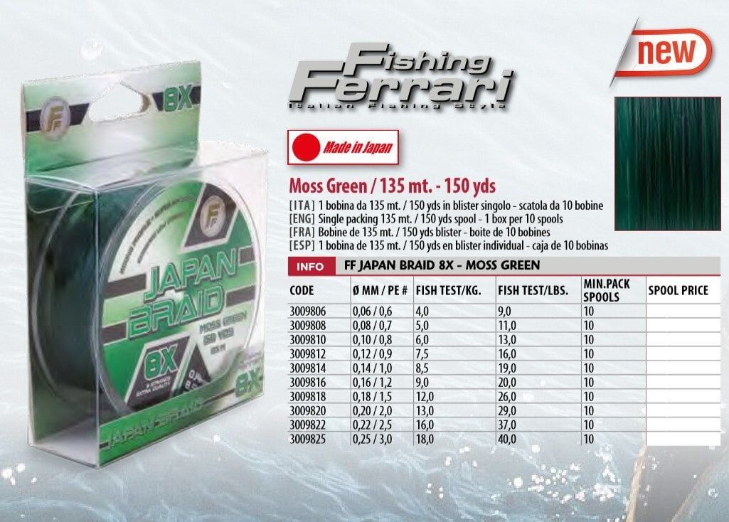 Lineaeffe Japan Braid Green 135 mt 8 Örgü ip 0,08