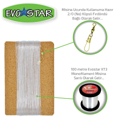 Evostar Hazır El Oltası Doğal Mantar Misina Sarılı.