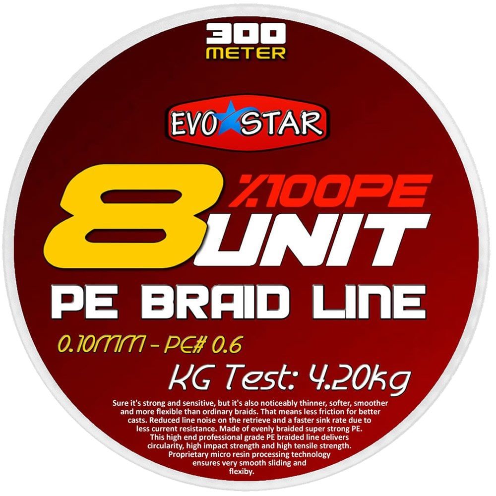 Evostar 8 Unit %100 Pe 8 kat Örgü 300m İp Misina Yeşil - 0.20 mm
