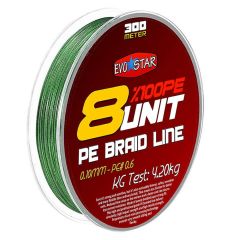 Evostar 8 Unit %100 Pe 8 kat Örgü 300m İp Misina Yeşil - 0.20 mm